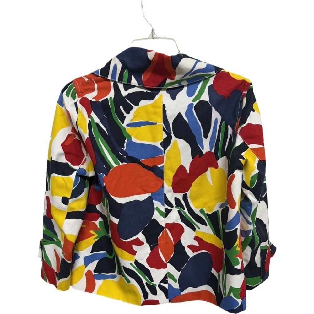 Lauren Ralph Lauren Blazer Jacket Abstract Floral Red Blue Yellow Camo Small Art - Picture 4 of 6